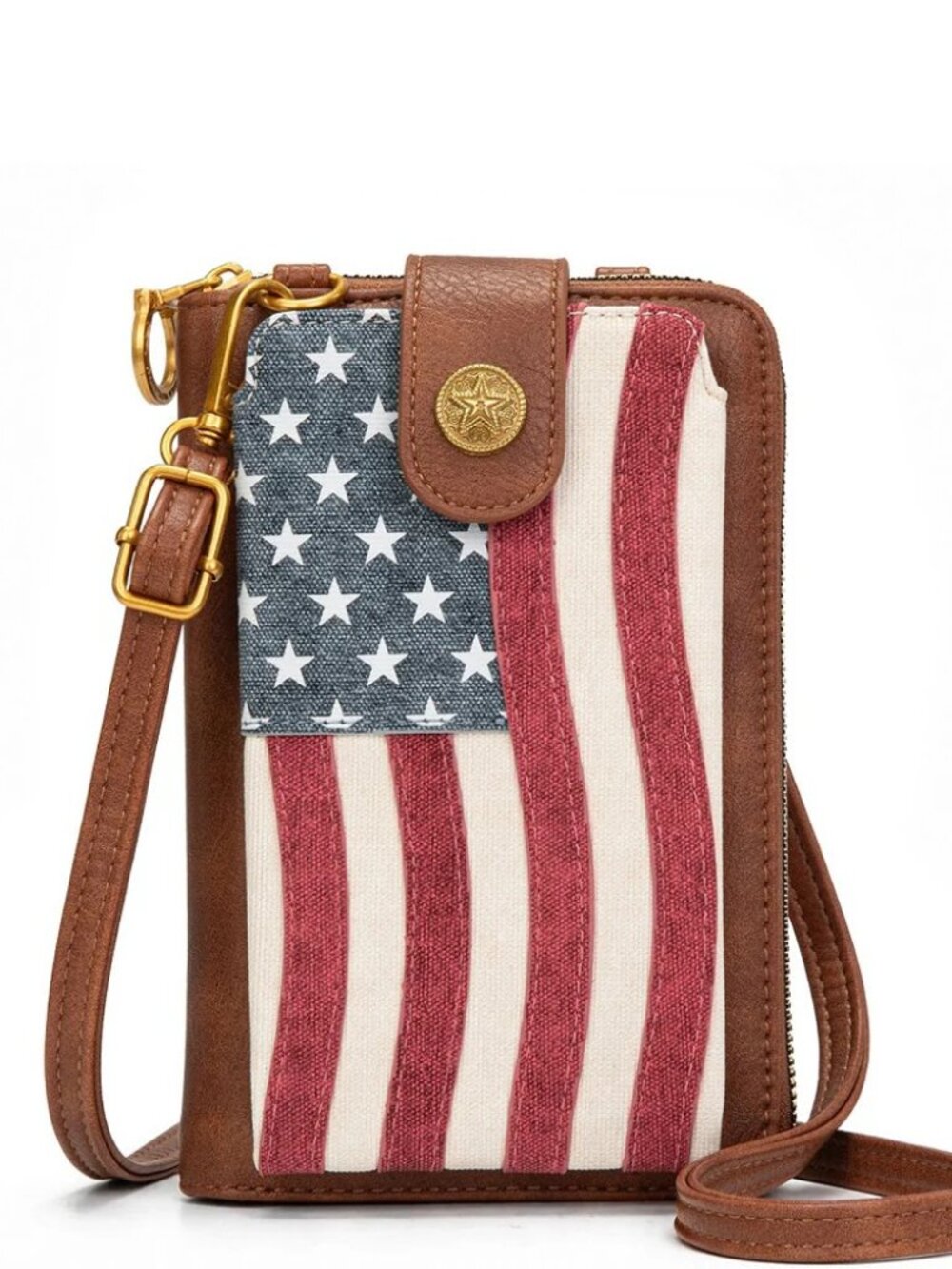Montana West American Flag RFID Crossbody Phone Wallet - Jean